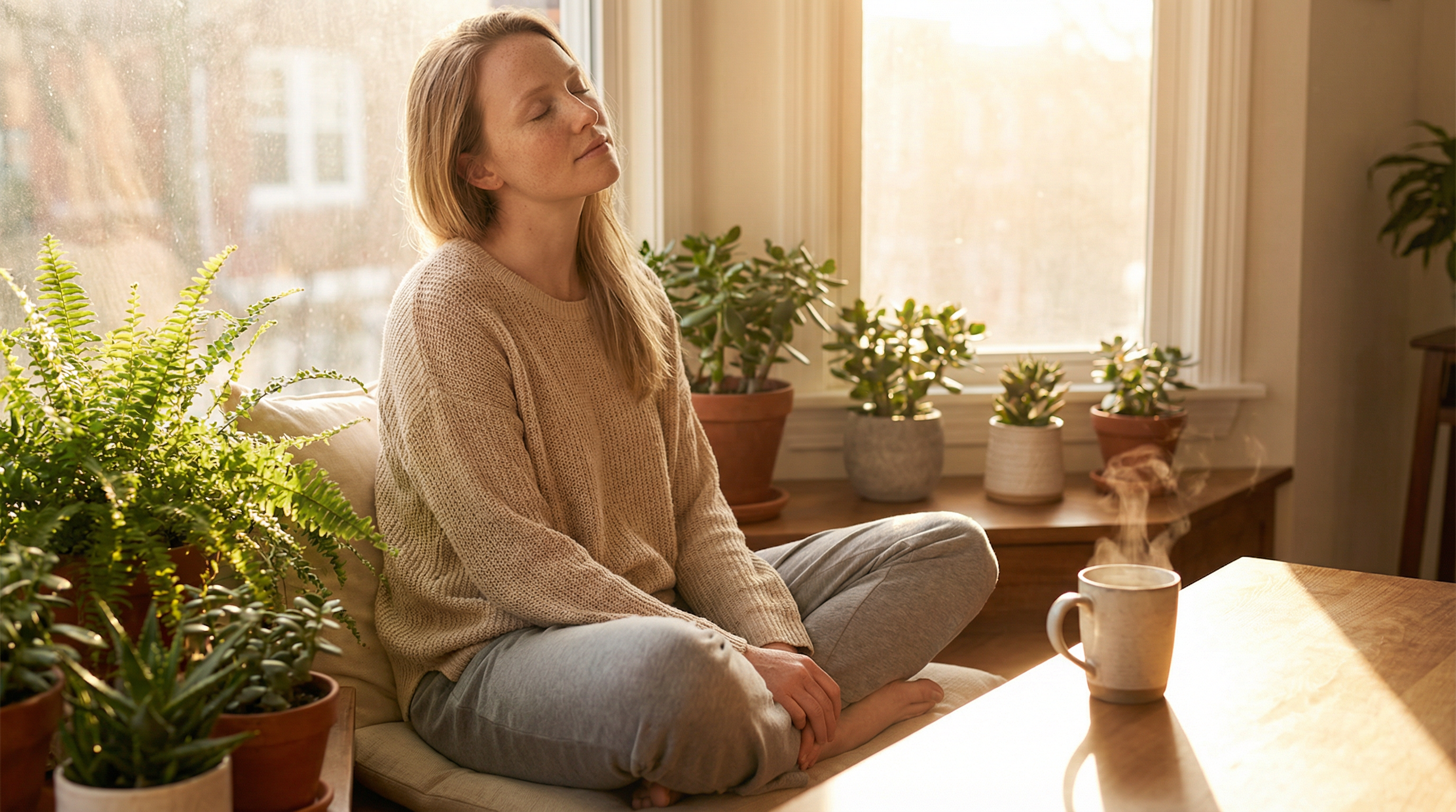 Frau in friedlicher Meditation